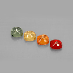 캐럿 천연 멀티컬러 사파이어 보석, 쿠션 컷, 4.5×4.5 mm, VVS-VS