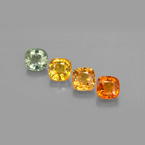 캐럿 천연 멀티컬러 사파이어 보석, 쿠션 컷, 4.1×4.1 mm, VVS-VS