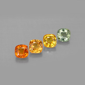 캐럿 천연 멀티컬러 사파이어 보석, 쿠션 컷, 4.1×4.1 mm, VVS-VS