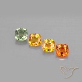 1.85캐럿 천연 멀티컬러 사파이어 보석, 쿠션 컷, 4.1×4.1 mm, VVS-VS