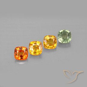 1.85캐럿 천연 멀티컬러 사파이어 보석, 쿠션 컷, 4.1×4.1 mm, VVS-VS