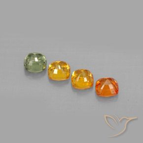 1.85캐럿 천연 멀티컬러 사파이어 보석, 쿠션 컷, 4.1×4.1 mm, VVS-VS