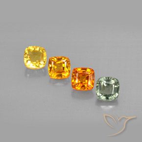 2.10캐럿 천연 멀티컬러 사파이어 보석, 쿠션 컷, 4.2×4.2 mm, VVS-VS