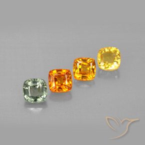 2.10캐럿 천연 멀티컬러 사파이어 보석, 쿠션 컷, 4.2×4.2 mm, VVS-VS