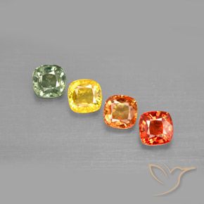 2.19캐럿 천연 멀티컬러 사파이어 보석, 쿠션 컷, 4.5×4.5 mm, VVS-VS