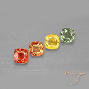 2.19캐럿 천연 멀티컬러 사파이어 보석, 쿠션 컷, 4.5×4.5 mm, VVS-VS
