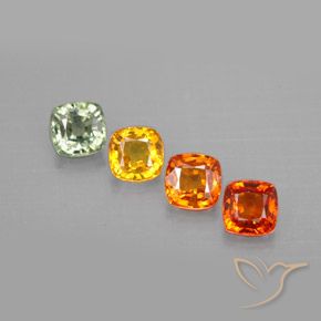 2.30캐럿 천연 멀티컬러 사파이어 보석, 쿠션 컷, 4.5×4.5 mm, VVS-VS