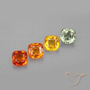 2.30캐럿 천연 멀티컬러 사파이어 보석, 쿠션 컷, 4.5×4.5 mm, VVS-VS