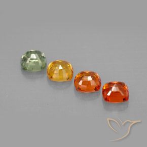 2.30캐럿 천연 멀티컬러 사파이어 보석, 쿠션 컷, 4.5×4.5 mm, VVS-VS