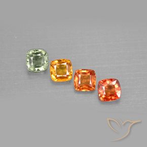 1.95캐럿 천연 멀티컬러 사파이어 보석, 쿠션 컷, 4.2×4.2 mm, VVS-VS