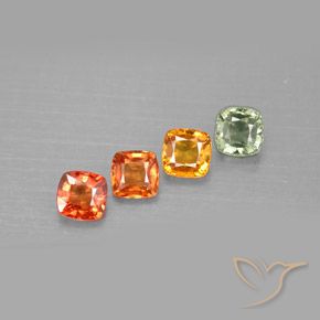 1.95캐럿 천연 멀티컬러 사파이어 보석, 쿠션 컷, 4.2×4.2 mm, VVS-VS