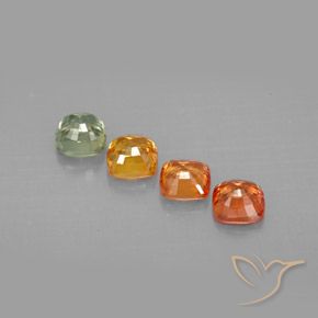 1.95캐럿 천연 멀티컬러 사파이어 보석, 쿠션 컷, 4.2×4.2 mm, VVS-VS