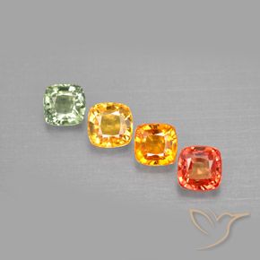 2.64캐럿 천연 멀티컬러 사파이어 보석, 쿠션 컷, 4.6×4.6 mm, VVS-VS