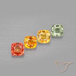 2.64캐럿 천연 멀티컬러 사파이어 보석, 쿠션 컷, 4.6×4.6 mm, VVS-VS
