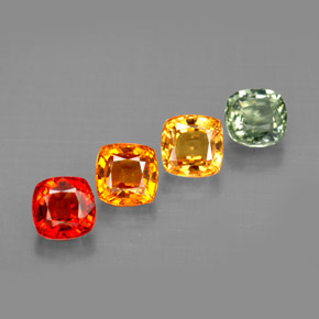 캐럿 천연 멀티컬러 사파이어 보석, 쿠션 컷, 4.5×4.4 mm, VVS-VS