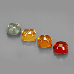 캐럿 천연 멀티컬러 사파이어 보석, 쿠션 컷, 4.5×4.4 mm, VVS-VS