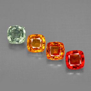 캐럿 천연 멀티컬러 사파이어 보석, 쿠션 컷, 4.3×4.3 mm, VVS-VS