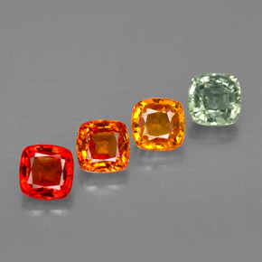 캐럿 천연 멀티컬러 사파이어 보석, 쿠션 컷, 4.3×4.3 mm, VVS-VS