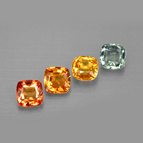 캐럿 천연 멀티컬러 사파이어 보석, 쿠션 컷, 4.7×4.6 mm, VVS-VS