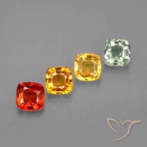 1.96캐럿 천연 멀티컬러 사파이어 보석, 쿠션 컷, 4.2×4.1 mm, VVS-VS