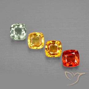 1.96캐럿 천연 멀티컬러 사파이어 보석, 쿠션 컷, 4.2×4.1 mm, VVS-VS