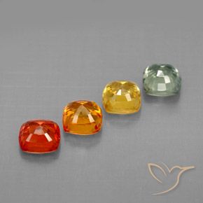 1.96캐럿 천연 멀티컬러 사파이어 보석, 쿠션 컷, 4.2×4.1 mm, VVS-VS