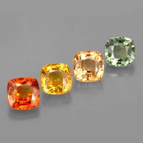 캐럿 천연 멀티컬러 사파이어 보석, 쿠션 컷, 4.6×4.6 mm, VVS-VS