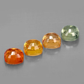 캐럿 천연 멀티컬러 사파이어 보석, 쿠션 컷, 4.6×4.6 mm, VVS-VS
