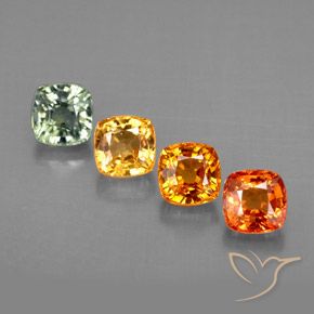 2.15캐럿 천연 멀티컬러 사파이어 보석, 쿠션 컷, 4.2×4.2 mm, VVS-VS