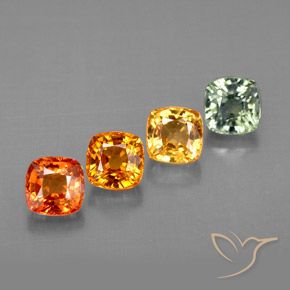 2.15캐럿 천연 멀티컬러 사파이어 보석, 쿠션 컷, 4.2×4.2 mm, VVS-VS