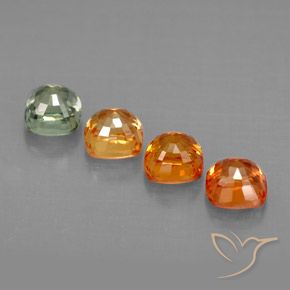 2.15캐럿 천연 멀티컬러 사파이어 보석, 쿠션 컷, 4.2×4.2 mm, VVS-VS