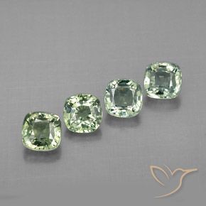 1.72캐럿 천연 Light Sea Green    사파이어 보석, 쿠션 컷, 4×3.9 mm, VVS-VS