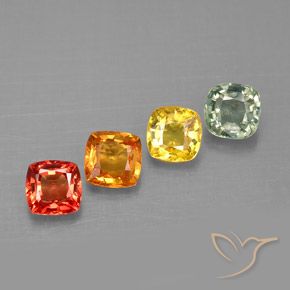 1.66캐럿 천연 멀티컬러 사파이어 보석, 쿠션 컷, 4.2×4.2 mm, VVS-VS