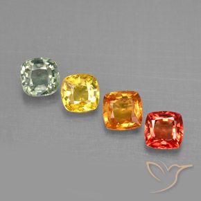 1.66캐럿 천연 멀티컬러 사파이어 보석, 쿠션 컷, 4.2×4.2 mm, VVS-VS