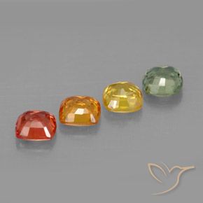 1.66캐럿 천연 멀티컬러 사파이어 보석, 쿠션 컷, 4.2×4.2 mm, VVS-VS