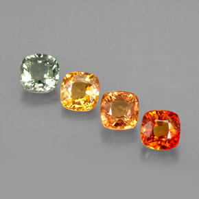 1.94캐럿 천연 멀티컬러 사파이어 보석, 쿠션 컷, 4.2×4.2 mm, VVS-VS