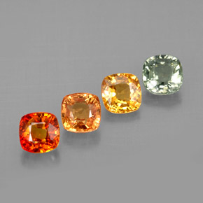1.94캐럿 천연 멀티컬러 사파이어 보석, 쿠션 컷, 4.2×4.2 mm, VVS-VS