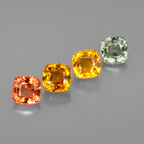 캐럿 천연 멀티컬러 사파이어 보석, 쿠션 컷, 4.1×4.1 mm, VVS-VS