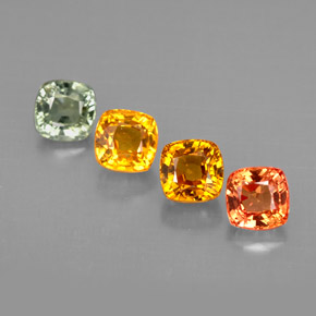 캐럿 천연 멀티컬러 사파이어 보석, 쿠션 컷, 4.1×4.1 mm, VVS-VS