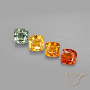 2.49캐럿 천연 멀티컬러 사파이어 보석, 쿠션 컷, 4.5×4.5 mm, VVS-VS