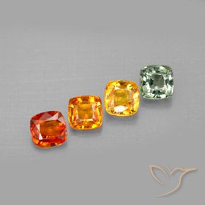 2.49캐럿 천연 멀티컬러 사파이어 보석, 쿠션 컷, 4.5×4.5 mm, VVS-VS