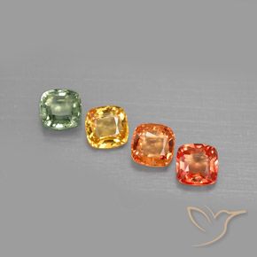 2.21캐럿 천연 멀티컬러 사파이어 보석, 쿠션 컷, 4.5×4.5 mm, VVS-VS