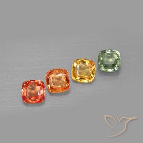 2.21캐럿 천연 멀티컬러 사파이어 보석, 쿠션 컷, 4.5×4.5 mm, VVS-VS