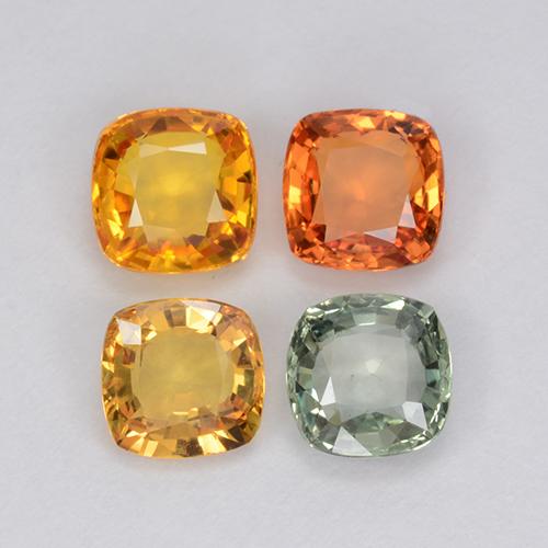 2.22캐럿 천연 멀티컬러 사파이어 보석, 쿠션 컷, 4.7×4.7 mm, VVS-VS