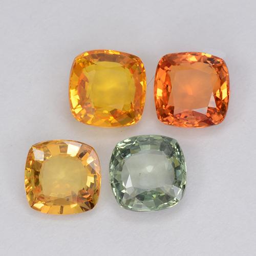 2.22캐럿 천연 멀티컬러 사파이어 보석, 쿠션 컷, 4.7×4.7 mm, VVS-VS