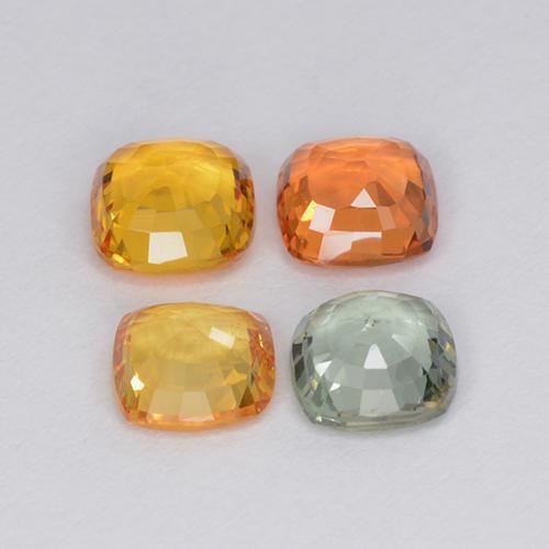 2.22캐럿 천연 멀티컬러 사파이어 보석, 쿠션 컷, 4.7×4.7 mm, VVS-VS
