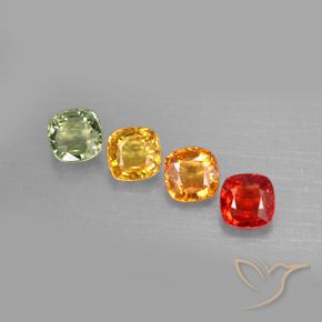 2.38캐럿 천연 멀티컬러 사파이어 보석, 쿠션 컷, 4.6×4.6 mm, VVS-VS