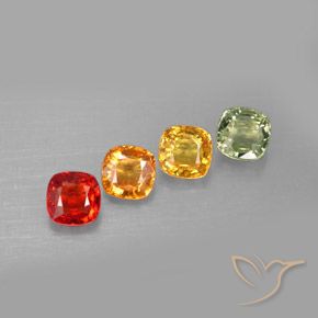 2.38캐럿 천연 멀티컬러 사파이어 보석, 쿠션 컷, 4.6×4.6 mm, VVS-VS