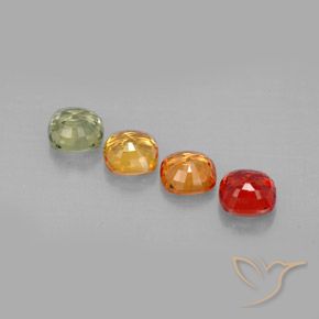 2.38캐럿 천연 멀티컬러 사파이어 보석, 쿠션 컷, 4.6×4.6 mm, VVS-VS