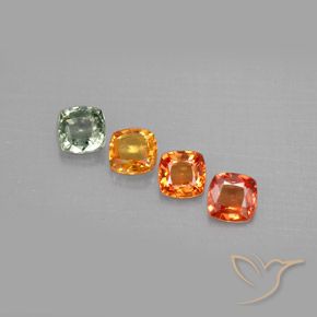1.49캐럿 천연 멀티컬러 사파이어 보석, 쿠션 컷, 4×4 mm, VVS-VS